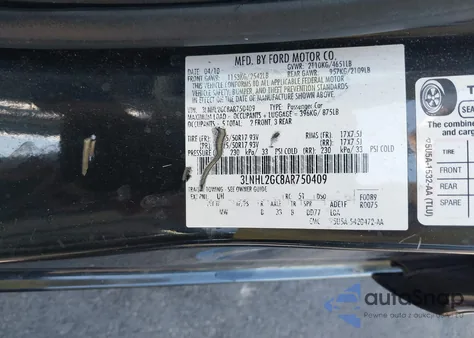 2010 Lincoln Mkz z USA, uszkodzony, nr VIN 3LNHL2GC8AR750409